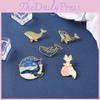 Stylish Ocean Series Cat Whale Brooch Metal Badge Unique Animal Pin For All
