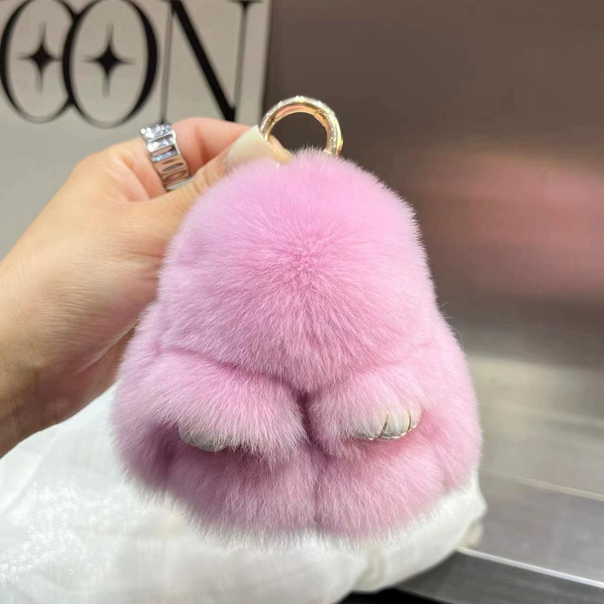 

Корейская милая кукла-кролик Рекс, брелок для ключей от машины, мини-сумка, плюшевый мертвый кулон-кролик светло-фиолетовый