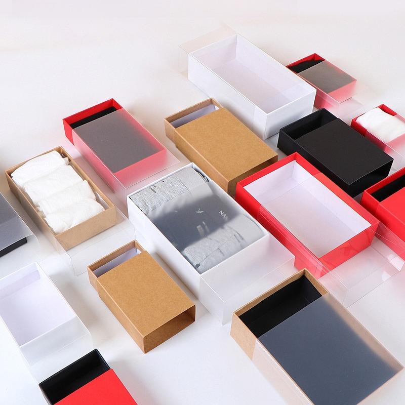 Creative Solid Color Thick Paper Drawer Jewelry Packag Box Greeting Card Necklace Bracelet Gift Package Paper Box Rectangular Transparent Gift Boxes