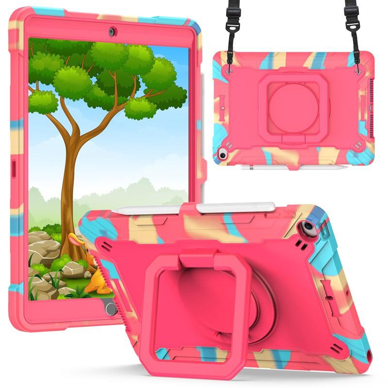 Silicone Kickstand Case IPad 8th Gen 10.2 Inch With Detachable Wrist Strap Shockproof Anti-Fingerprint Dual-Tone Design