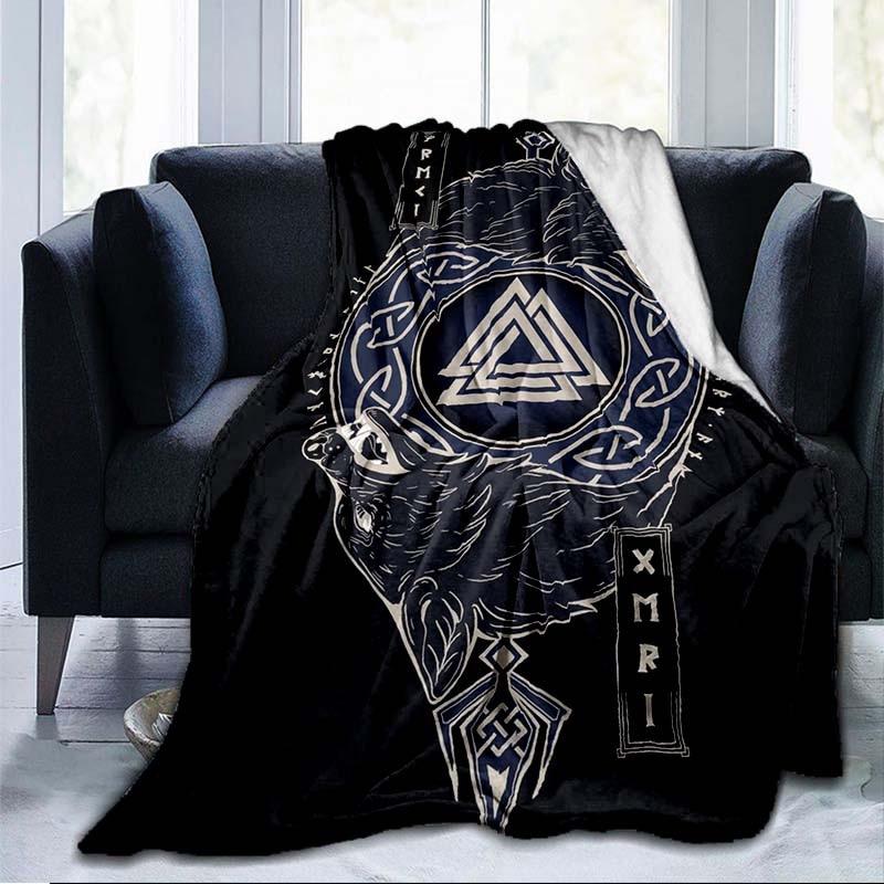 The Vikings Ancient Scandinavian Norse Runes Axes 3D Soft Throw Blanket  Lightweight Flannel Blanket