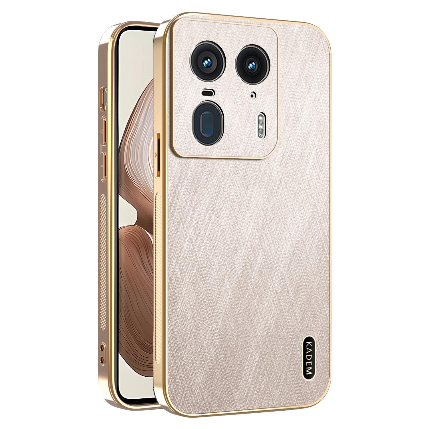 

KADEM For Motorola Edge 50 Ultra 5G/Moto X50 Ultra 5G Case Electroplating Silk Texture PU+TPU Phone Back Cover Gold