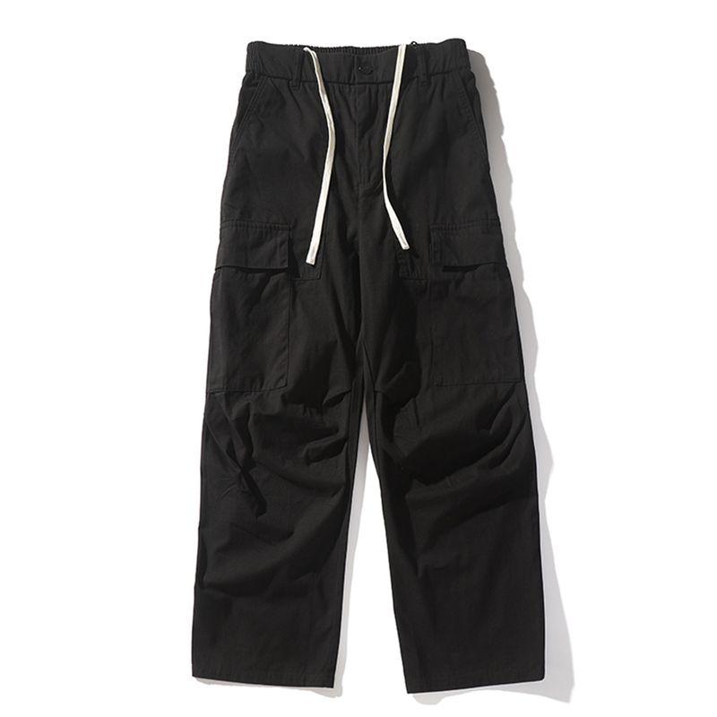 Original Foreign Trade Japanese-Style Large Pocket Jogger Cargo Pants for Men, Autumn Washed Cotton Casual Straight-Leg Long Pants