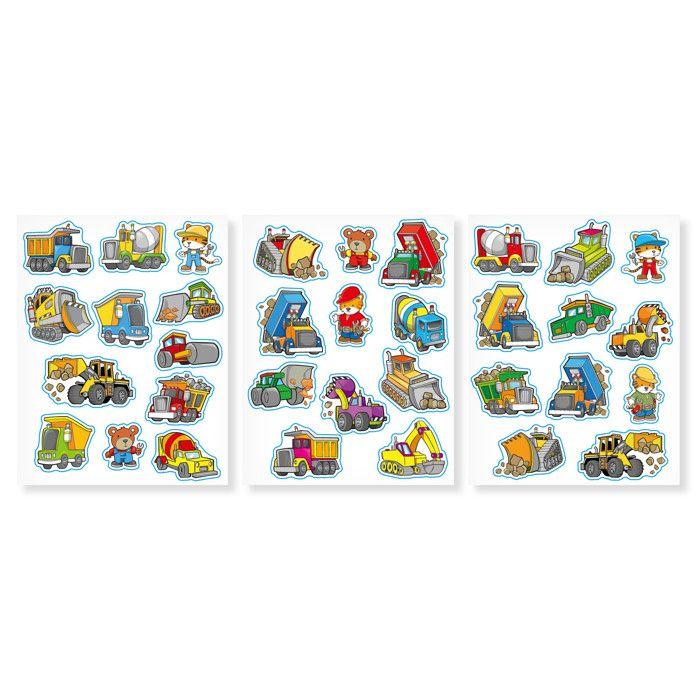 Gommettes engins de chantier 2,3 à 4,6 cm 34 pièces