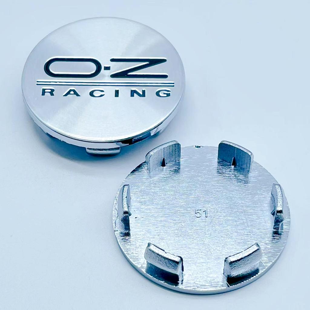 4 SZT. / Zestaw 51 mm OZ Racing O.Z Srebrny / Czarny Nakładka na środek felgi samochodowej Pokrywa Stylingowa Emblemat Odznaka Akcesoria