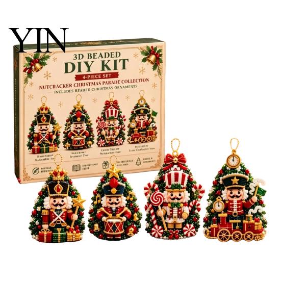 Kleberloses Perlen-Set 3D Perlen-DIY-Set, Lebensechtes Weihnachtstier-Bastelset, Perlenkatze Handgemachtes Einfaches Stickset für Kinder und Erwachsene Festlicher Feiertag