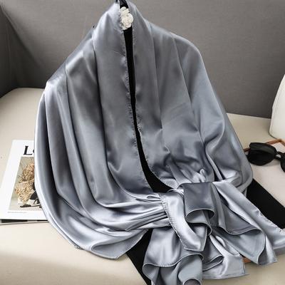Bufanda de seda de gran tamaño para mujer, pañuelo liso, hijab de lujo, pañuelo largo, vestido de fiesta de noche, chales y envolturas