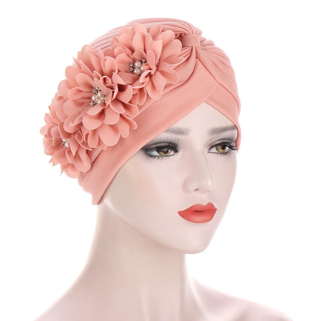 Polyester Headscarf Hat With Floral Embellishments For Fashionable Outdoors
