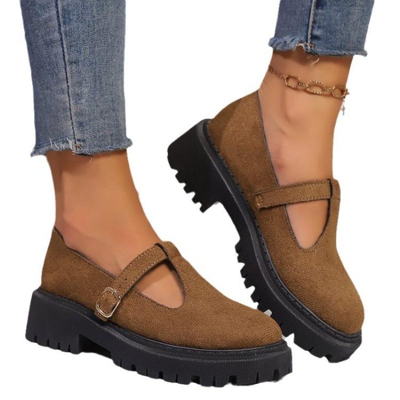 Large size women's spring new fashion casual buckle fashion casual single shoes women's TEUM single shoes women