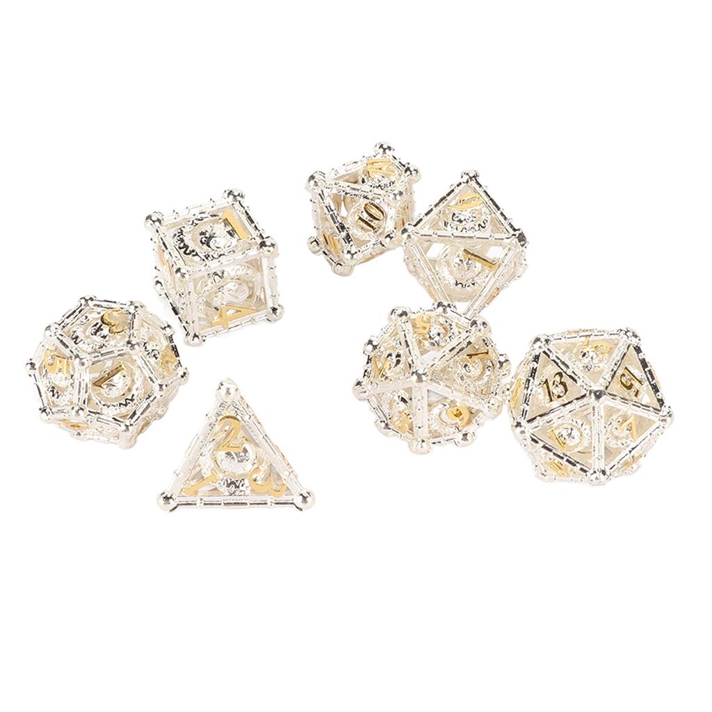 7Pcs Multi Sided Dice Set Comfortable Hand Feeling Strong Wear Resistant Hollow Polyhedral Dice Kit