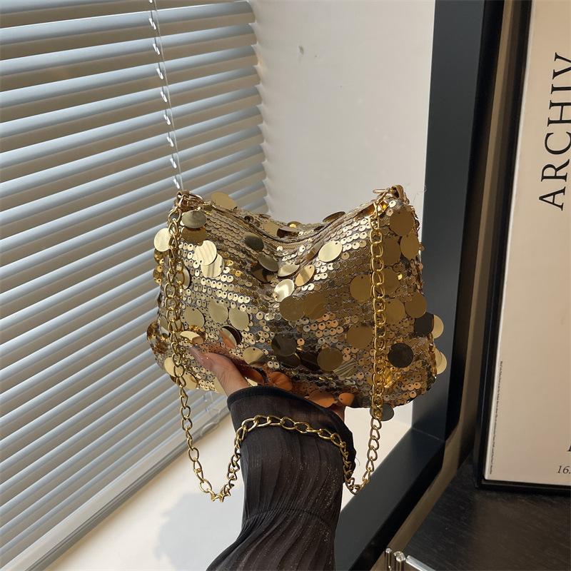 Simple Sequined Bag Women's New High-end Fashion Handbag Niche Versatile Commuter Shoulder Bag