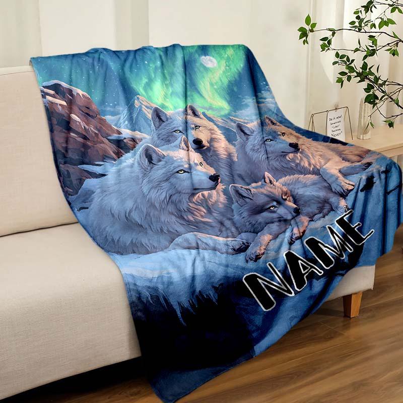 Wolf Feather Customize Your Name Blanket Used For Chair Office Sofa Bed Camping Soft And Warm Giving Friends And Relatives Birthday Graduation Gift