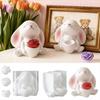 Cartoon Easter Bunny Silicone Mold Heat Resistant Handmade 3D Rabbit Mold Non-Stick Flexible Rabbit Holding Vase Mold