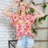 Women's Summer Ruffled Sleeves V-neck Printed Casual Shirt