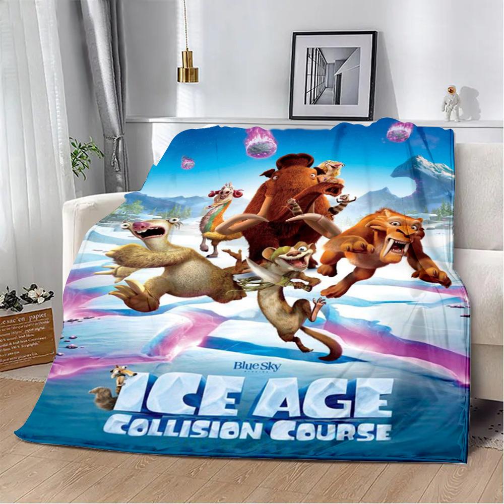 Printed Blanket Picnic Blankets Cartoon Ice Age Warm Blanket Soft and Comfortable Blanket Home Travel Birthday Gift