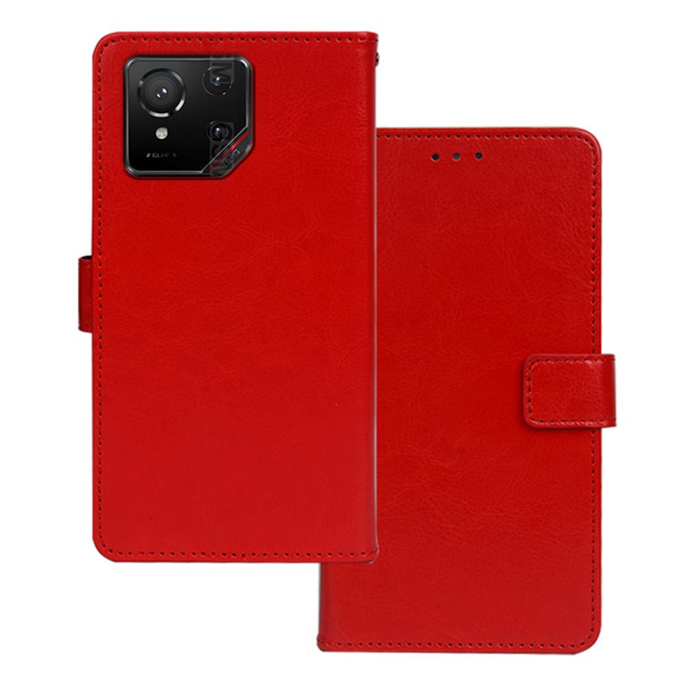 

For Asus ROG Phone 9 5G Case Wallet Leather Phone Cover Crazy Horse Texture Red