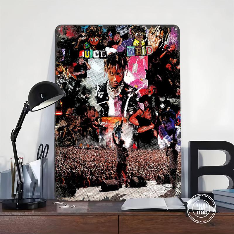 Juice Wrld Rapper Rap Metal Poster Customized Wall Art Retro Vintage Tinplate Signs for Bedroom Decoration Room Home Decor Items