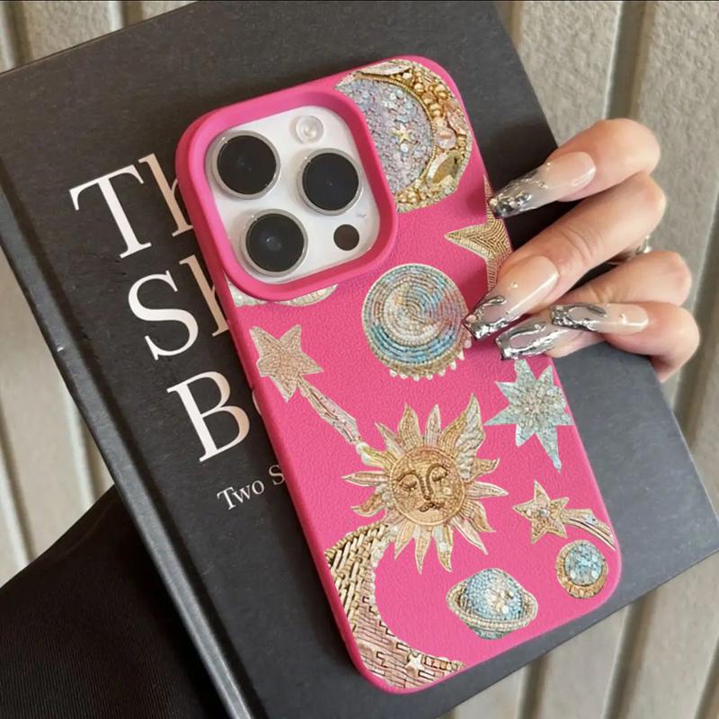 Golden Powder Star Moon Sun Planet Elements Phone Case For iPhone 17 16 15 Pro Max 14 13 12 11 XS X XR 16 Plus 16E 17 Air Cover