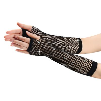 Fingerless Fishnet Gloves Rhinestone Wedding Bridal Gloves Hot Sale Arm Cover  Party
