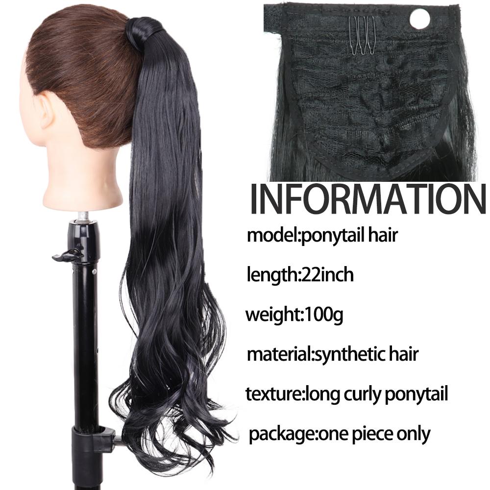 MISSQUEEN Women Fashion Long Wavy Ponytail Synthetic Fiber Natural Wavy Wrap Around Hair Extensions Daily Wear Long Wavy Hairpiece
