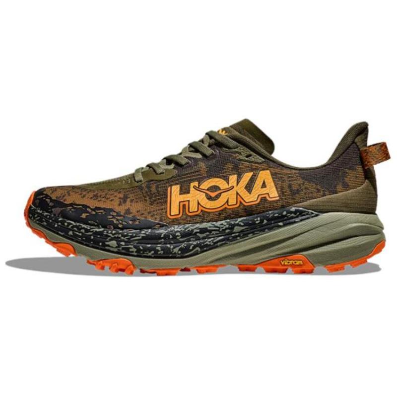HOKA ONE ONE Speedgoat 6 Anti-Slip Wear-Resistant Low-Top Running Shoes Men s Olive Sneakers 1147830-AQL 40.5