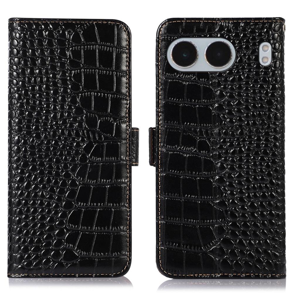 For OnePlus Nord 4 Case Crocodile Texture Genuine Cow Leather Phone Wallet Cover
