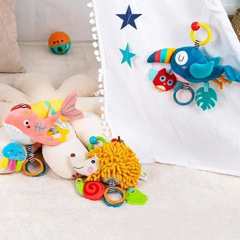 Baby Bed Hanging Rattle Drawstring Baby Toys Baby Rattle Stroller Toy Bebe Educational Toys Hand Grip Animal Music Sounding Toy