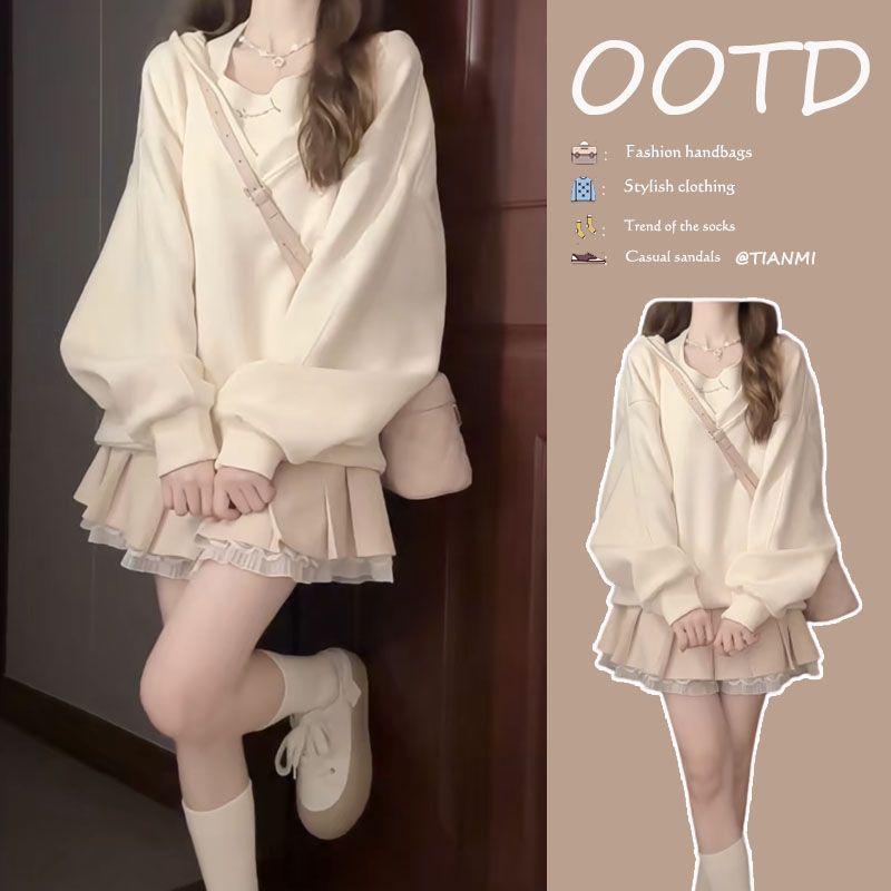 

Женский корейский сладкий свитер-жилет и короткая юбка, комплект из трех предметов 2024 года S (for 80-95 lbs)