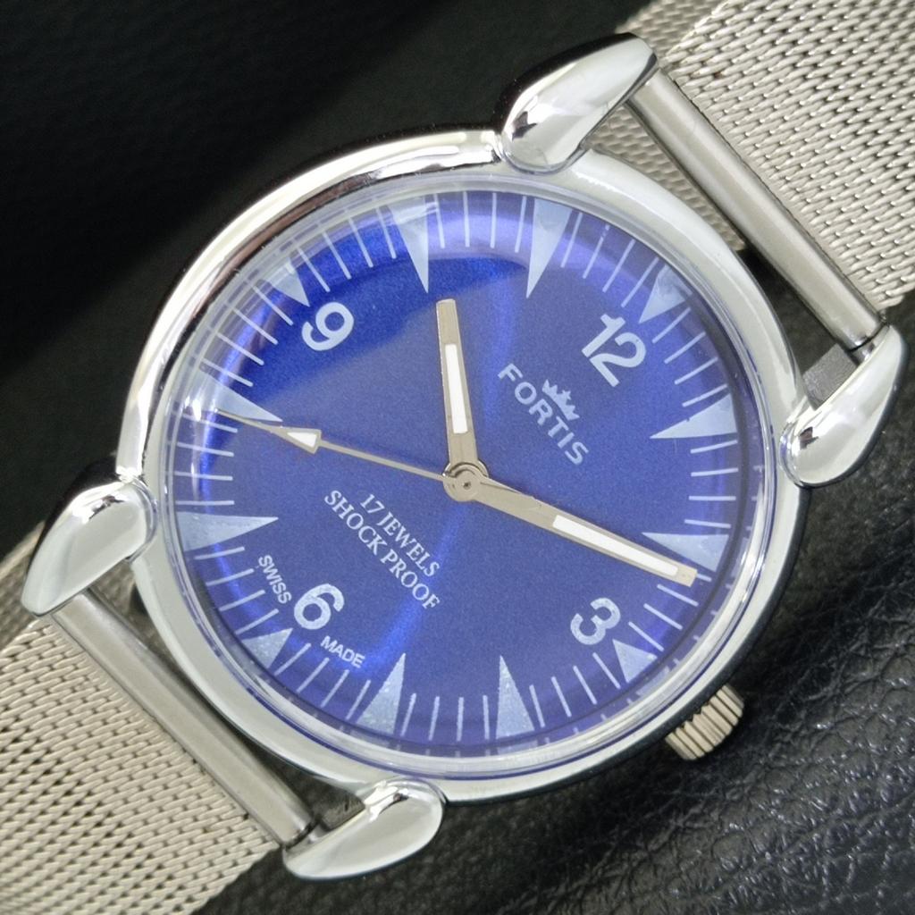 

SWISS VINTAGE HAND-WINDING MENS REFURBISHED BLUE COLOR DIAL WATCH a700809-5 R205a-a700809