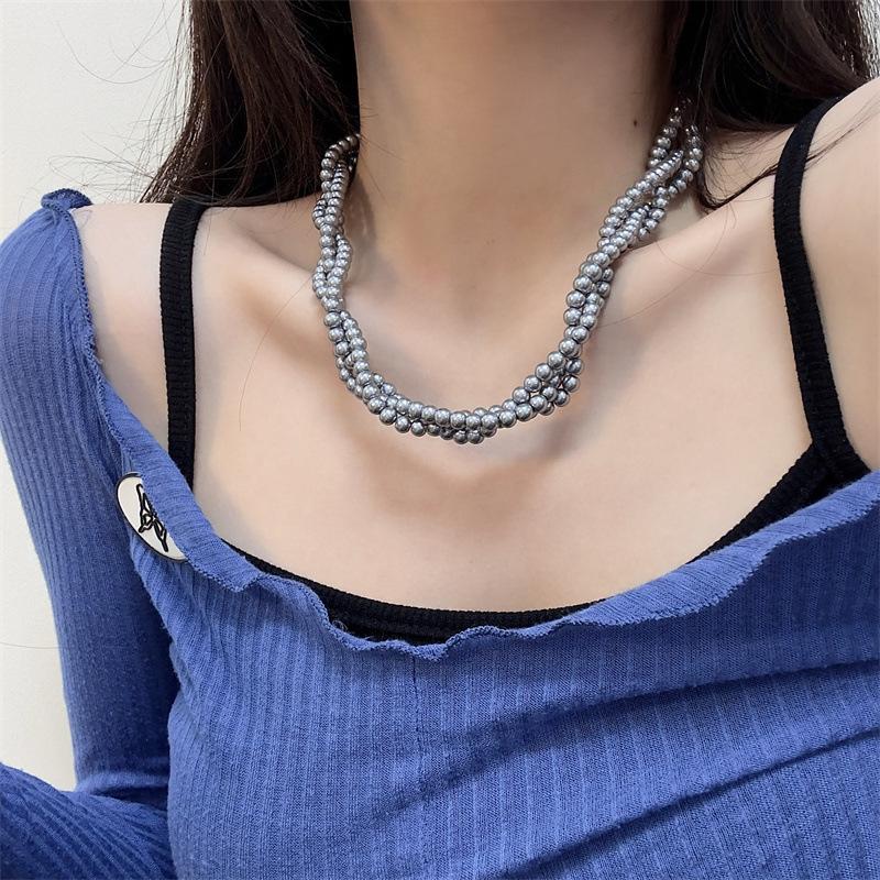 Exaggerated Cyber Multilayer Bead Punk Collar Clavicle Chain Geometric Bead Necklace Female Beads