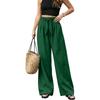 Women's Wide Leg Pants with Bowknot Belt Loose Fit Color Casual Trousers