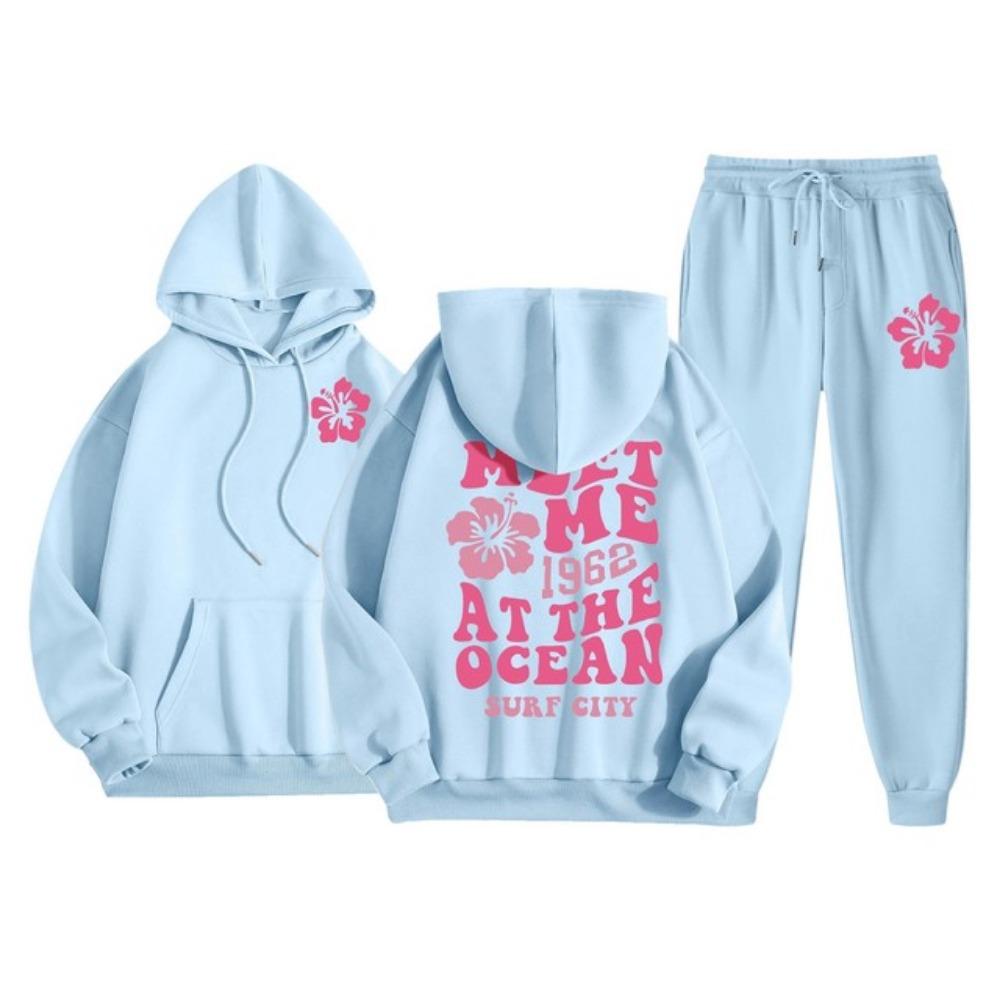 Autunno 2024 Set Felpe con Cappuccio da Donna Manica Lunga Felpe con Cappuccio+Pantaloni Sportivi Casual a Vita Alta con Coulisse Set 2 Pezzi Y2K