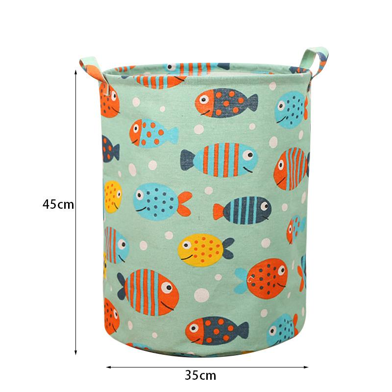 Cotton Linen Dirty Laundry Basket Foldable Round Waterproof Organizer Bucket Clothing Children Toy Large Capacity Storage Home
