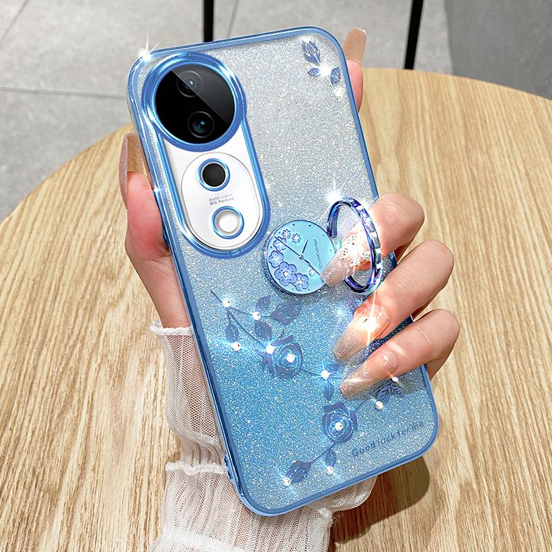 For Vivo S19 Pro 5G Case Ring Holder Cute Floral TPU Phone Cover Gradient