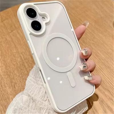 Modische, klare, magnetische Hülle für Magsafe Wireless Charge für iPhone 16 15 14 Plus 13 12 Mini 11 Pro Max XS Max XR Acrylabdeckung