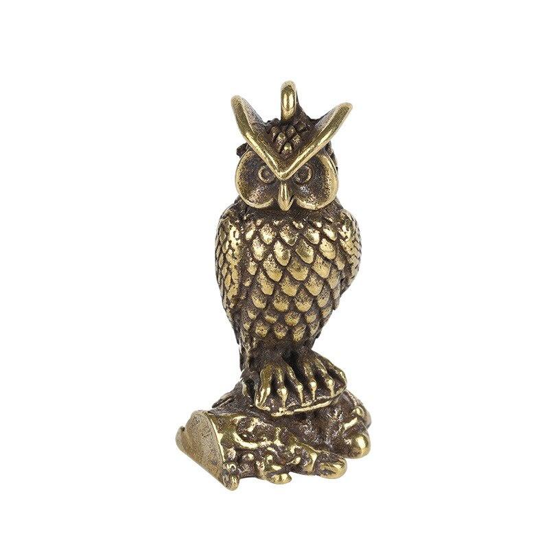 Cultural And Creative Wealth Attracting Owl Brass Ornament, Standing High-End Handicraft Desktop Decoration