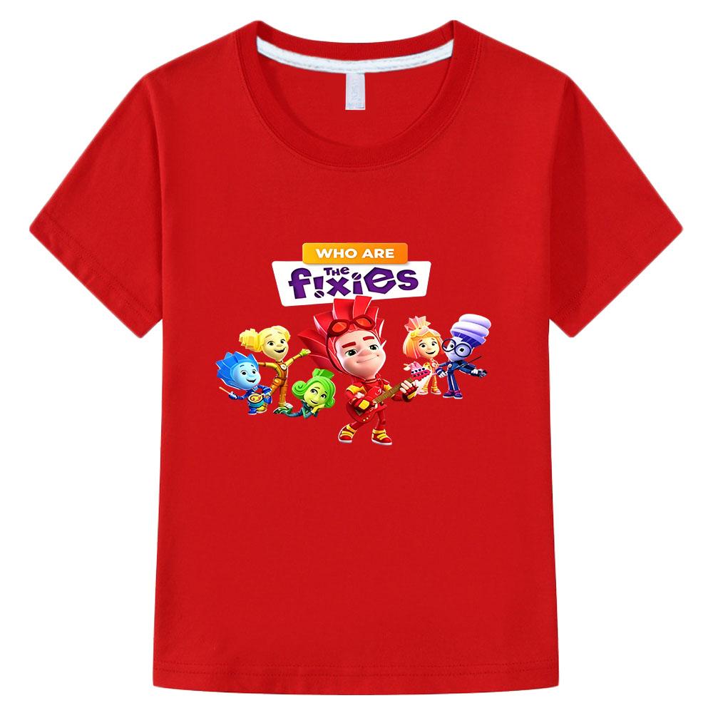

The Fixies 100% Cotton Children New Tees Witch Wizard Funny Cartoon Print T-Shirt Girls Baby Boys Short Sleeve Kids Anime T-shirt Summer Tops 100 красный