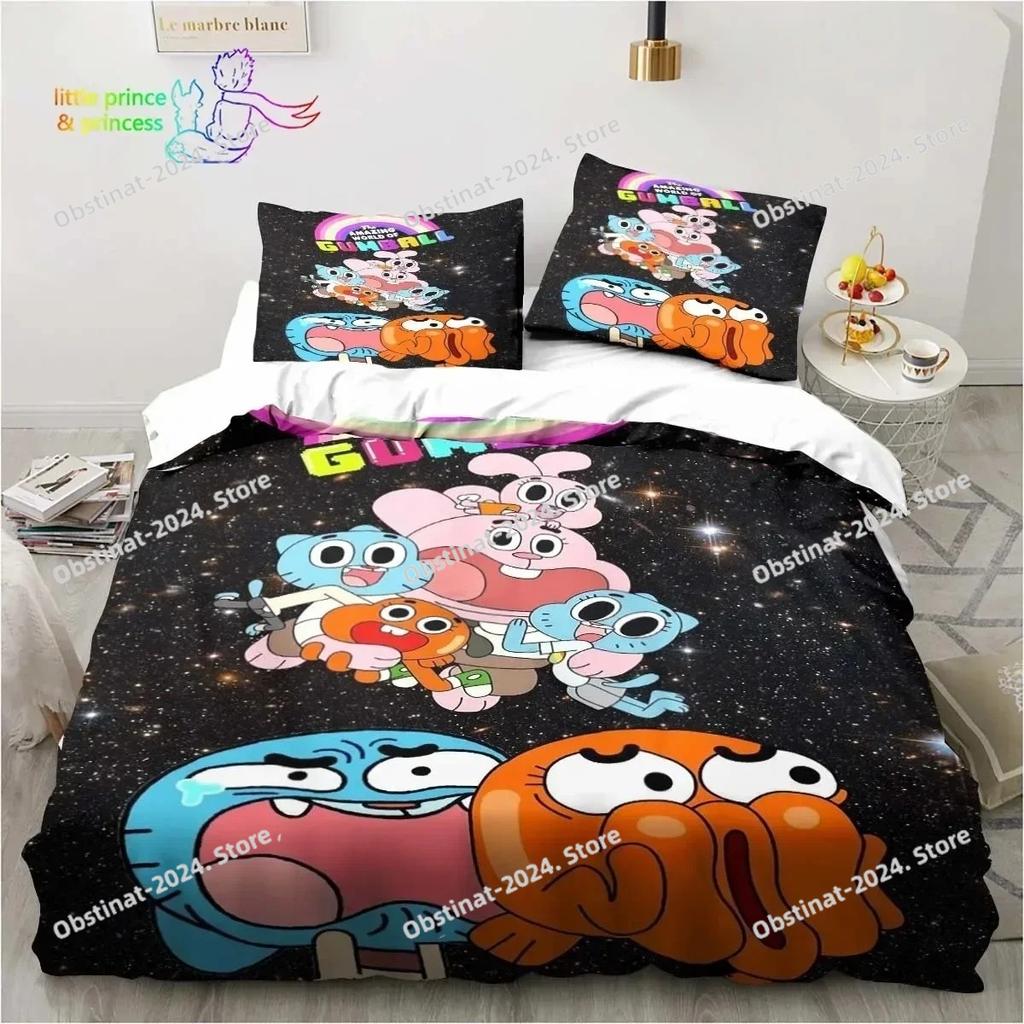 Erstaunliche Welt Gumball 3D Bettwäsche Set Bedrucktes Bettwäsche-Set Bettbezug Laken Kissenbezug Bett Weiche Deckenabdeckung Einzel Doppel Queen King Größe Geschenk