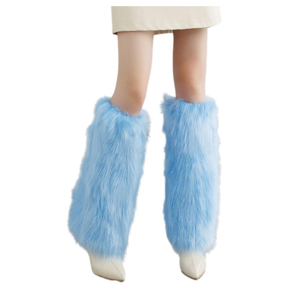 Pokrývky na boty Lolita z umělé kožešiny 40cm Dlouhé ponožky Harajuku Styl Kožešinové návleky na nohy Použití pro Cosplay
