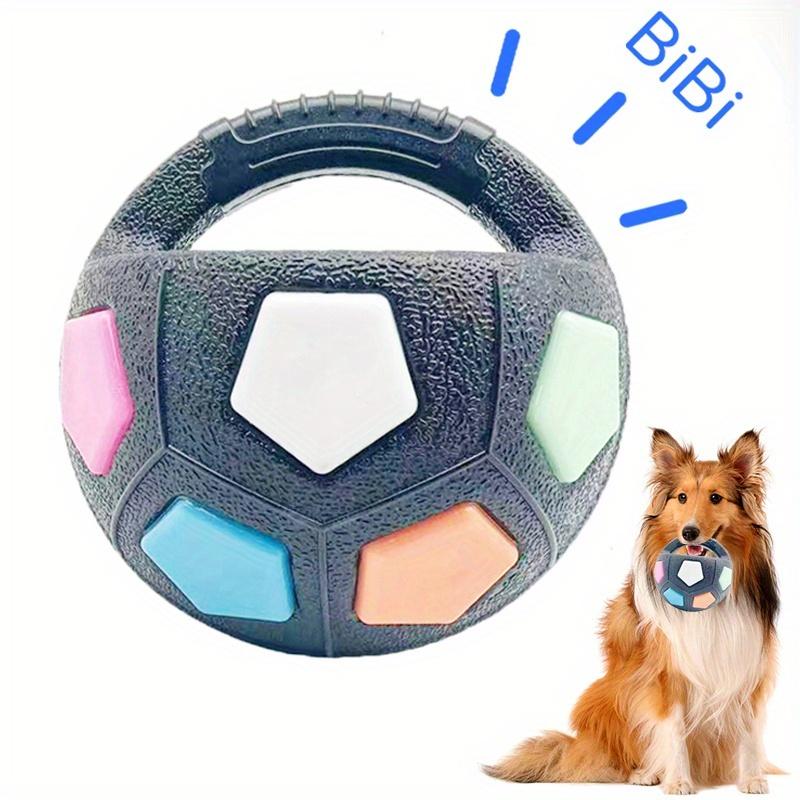 Durable Soccer Shaped Squeaky Dog Toy With Handle Interactive Pet Chew Toy чёрный
