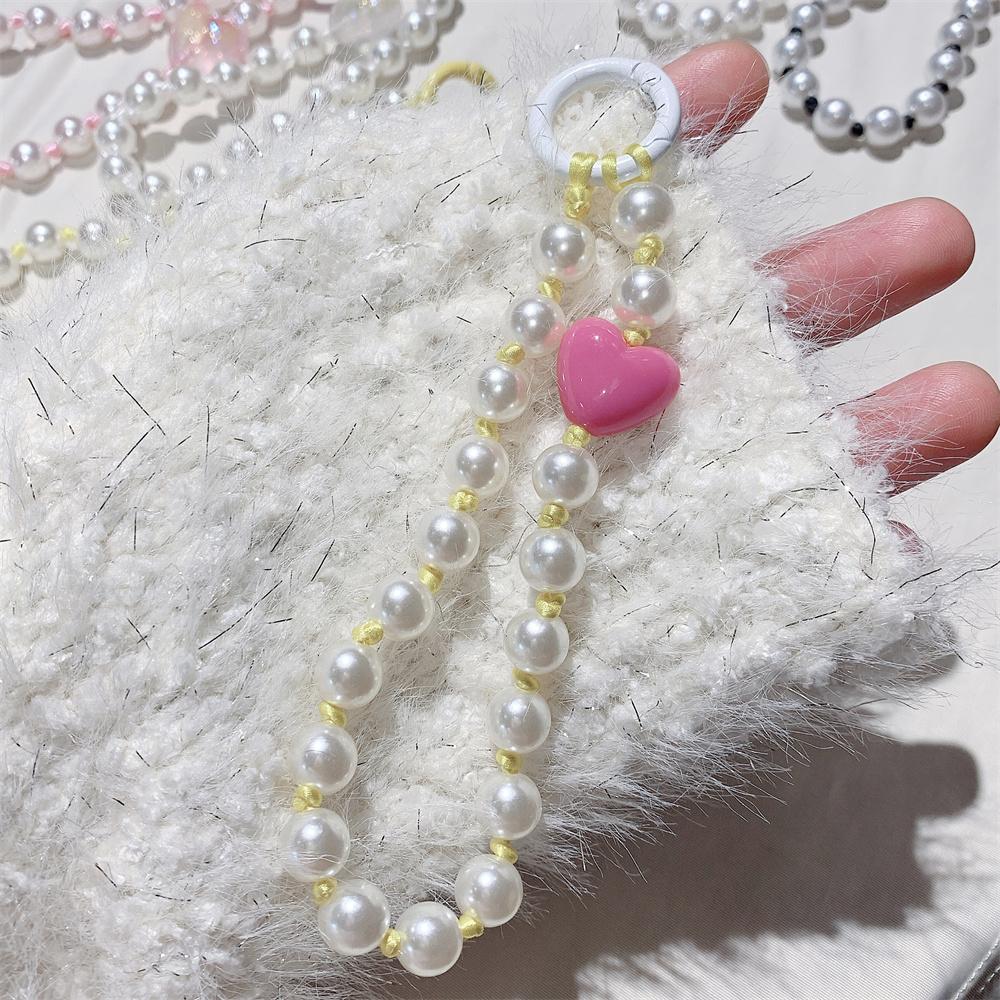 INS Charm Jewelry Pearl Lanyard Bracelet Phone Pendant Keychain for Bag Cellphone Strap Keyring Hanging Chain Buckle