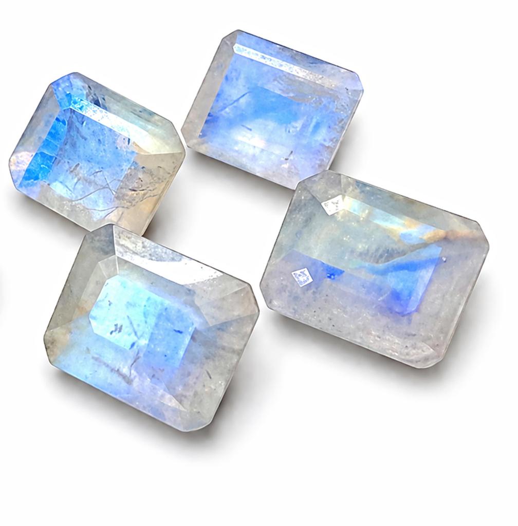 AAA Rainbow Moonstone Octagon Faceted Gemstone Calibrated Loose Stone Natural Moonstone for Jewelry Making Blue Flash Cabochon Supply