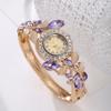 Korean Women's Rhinestone Leaf Quartz Watch Decorative Bracelet Wristwatch