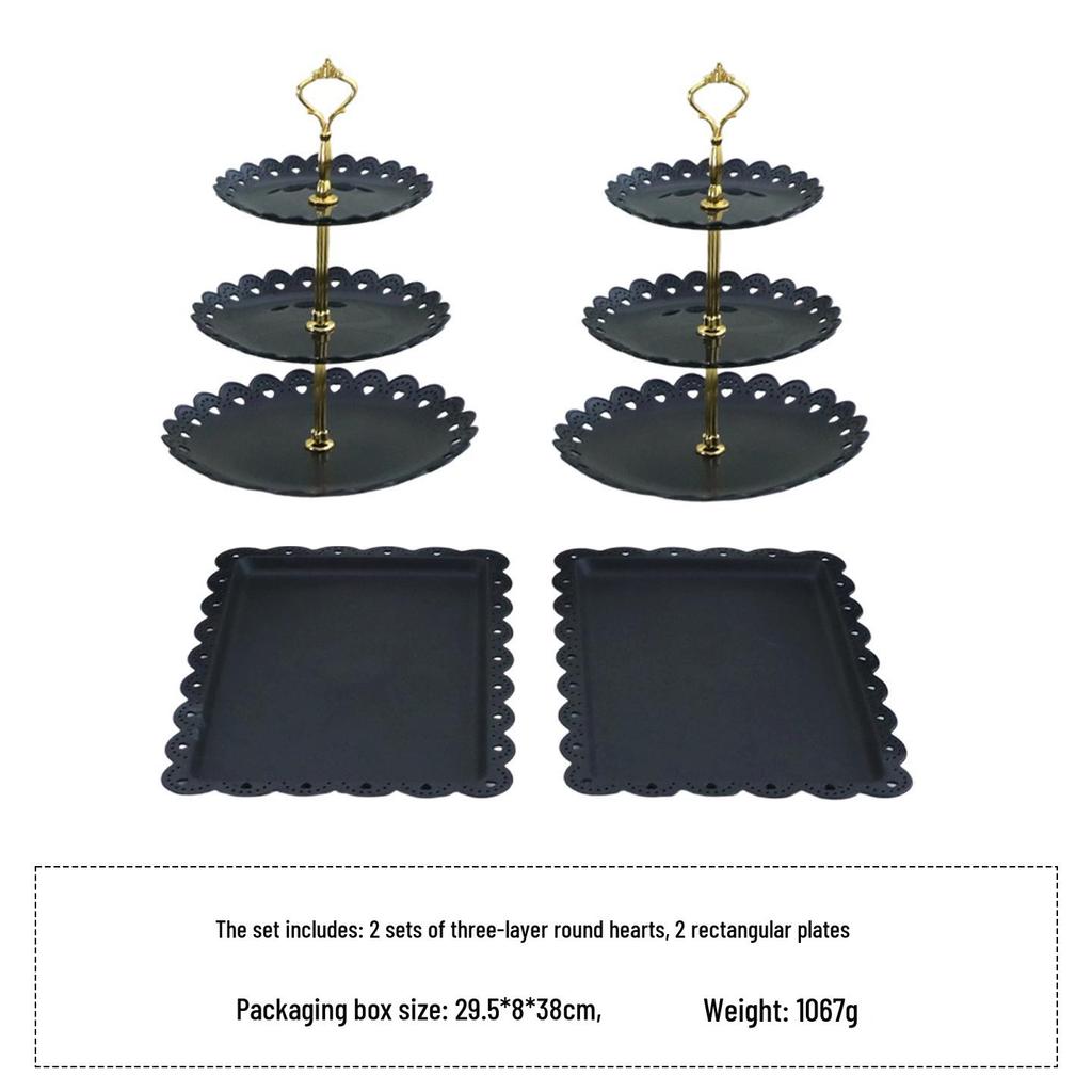 European Three-Tier Dessert Stand: Elegant Fruit Plate and Cake Display for Afternoon Tea
