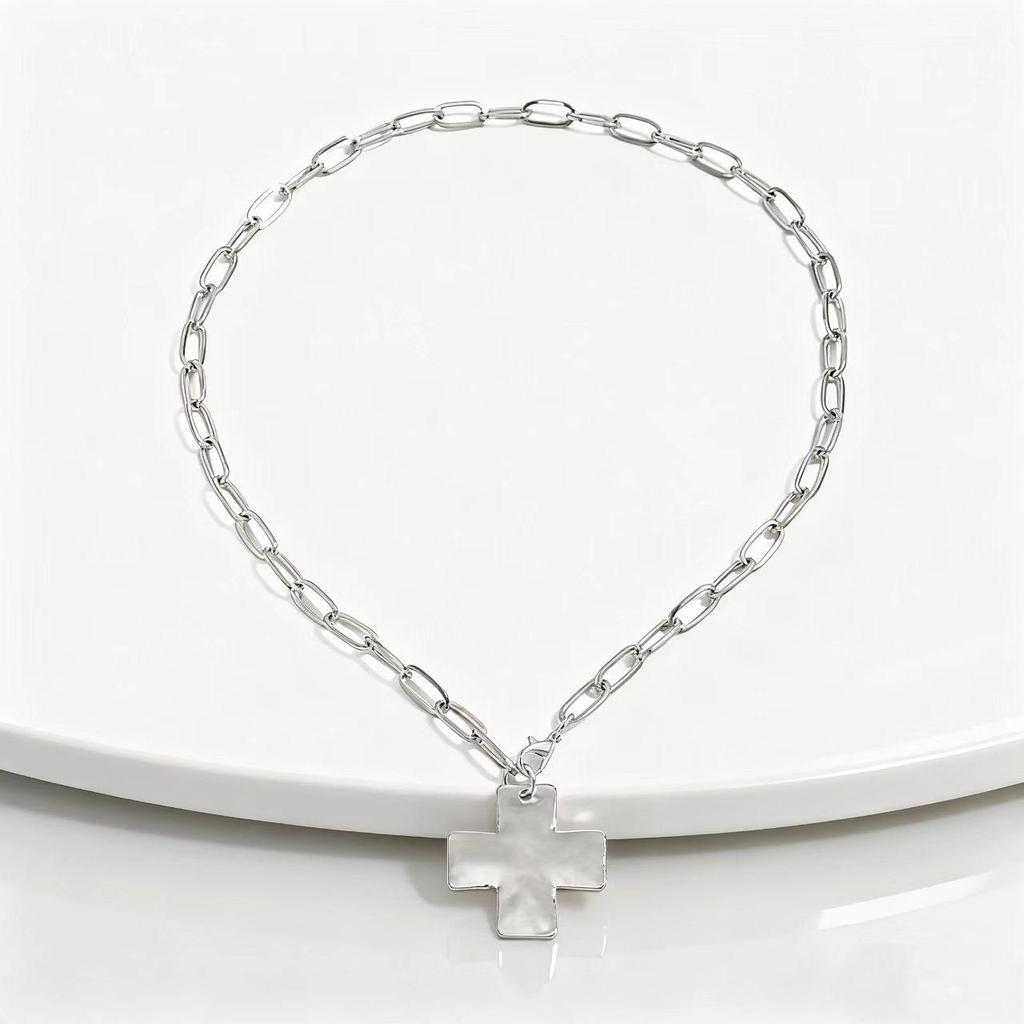 Europäische/Amerikanische Hip-Hop Metall Kreuz Anhänger Halskette - Einfache Vielseitige Kette für Frauen