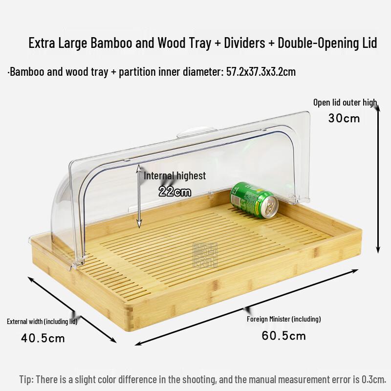 Rectangular Bamboo Wood Display Tray with Flip Dust Cover