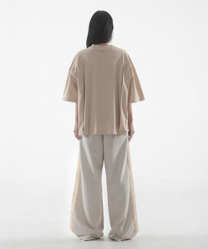 Paensyo Scissors Tuck See-Through Pants - Oatmeal
