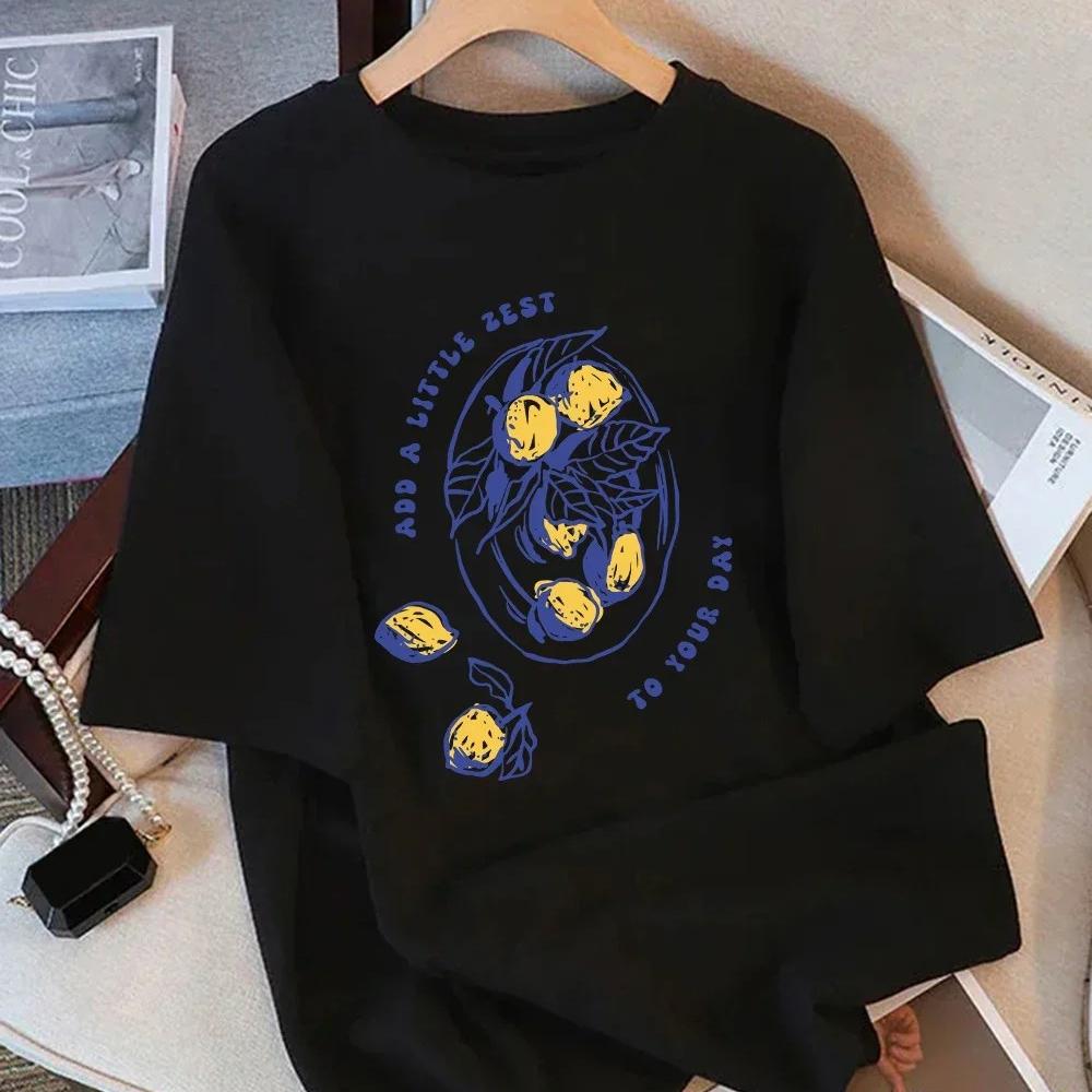 Lemons Fruit Market Creative Print Women T Shirts O-Neck T-Shirt Summer Clothes All-Match Comfortable Streetwear