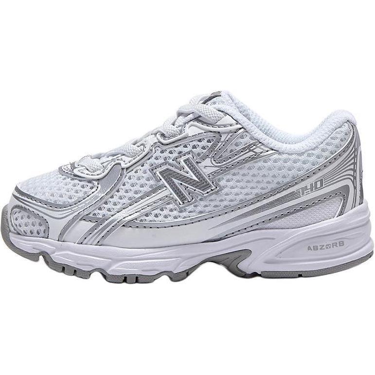 New Balance 740 Bungee Lace Toddler White Silver Metallic Baby Sneakers IZ740WM
