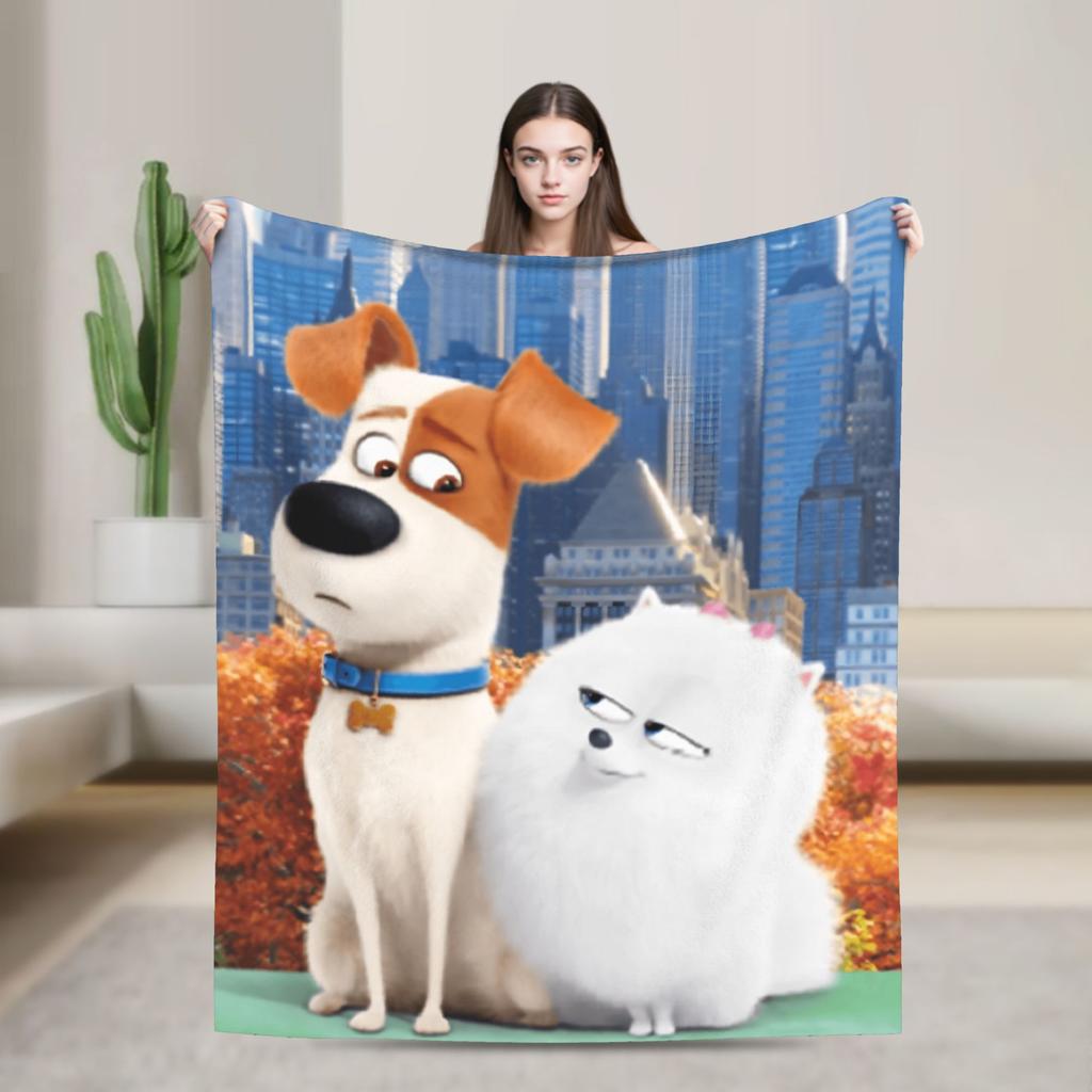 The Secret Life of Pets Flannel Blanket Warm Soft Throw Blanket for Home Decor Travel Funny Bedspread Sofa Bed Cover